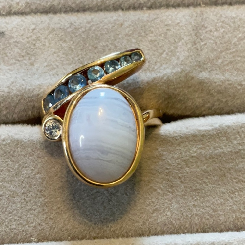Elegant Gold Toned Sterling Silver Gemstone Ring